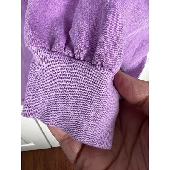 80s purple collared blouse top windbreaker sweatshirt material Large retro - Picture 7 of 8